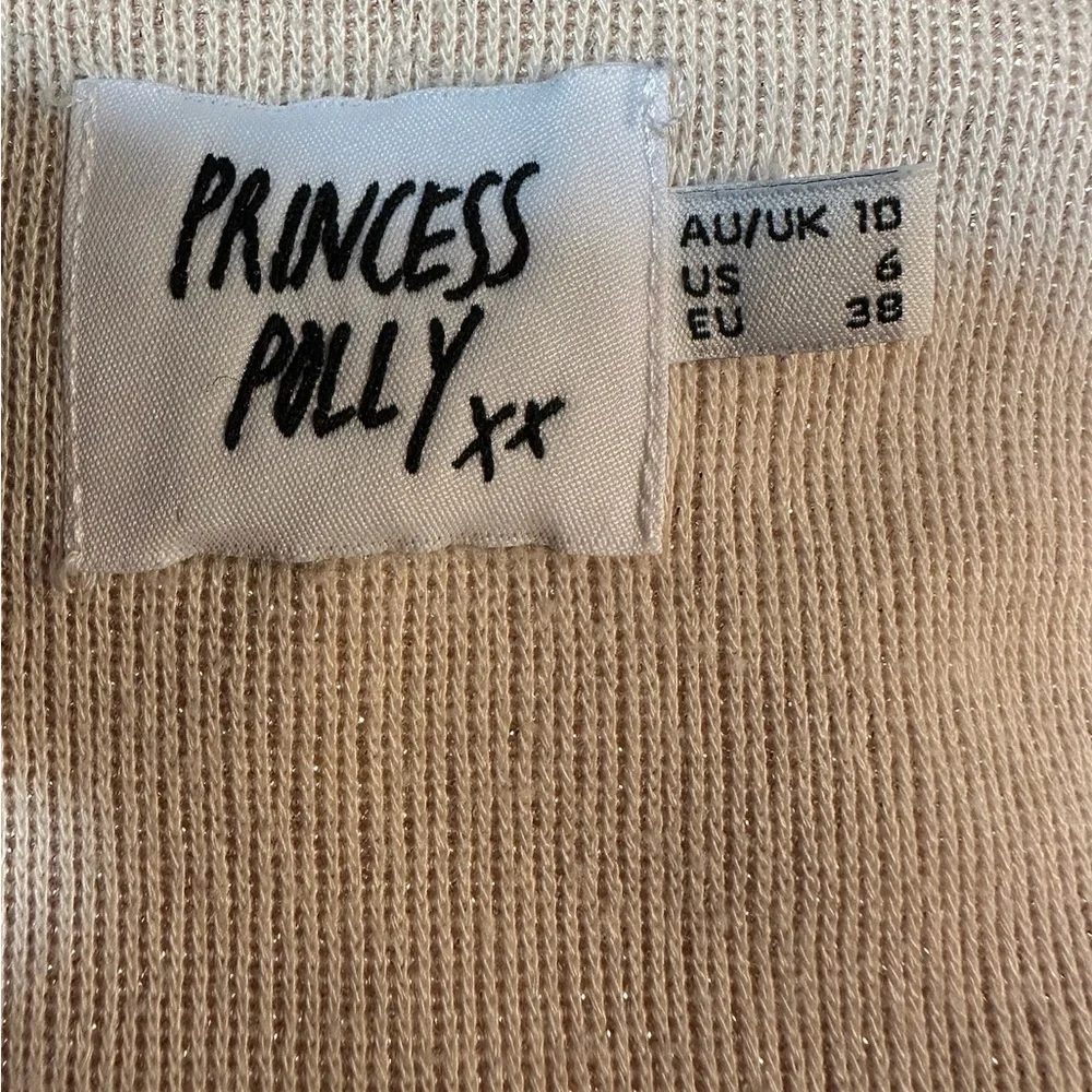 Princess Polly Simi Top Pink Shimmer Glittery Bow Cropped Coquette Size 6 - Picture 13 of 13